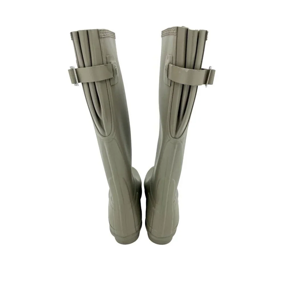 Hunter Original Tall Rain Boots Light Grey Stretch Back SZ 6 US 37 EU New